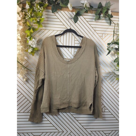 Free People We the Free Women's Magic Thermal Golden Olive Size Large - Picture 2 of 8